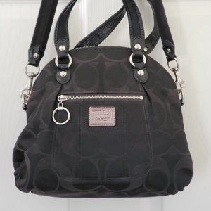 COACH Poppy Signature C Black Sateen Foldover Crossbody 18708